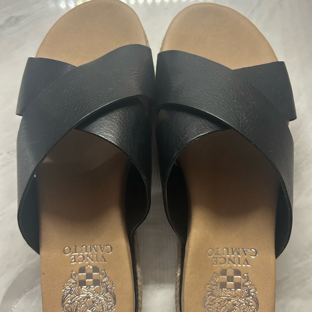 Vince Camuto Black and Tan Women's Sandals